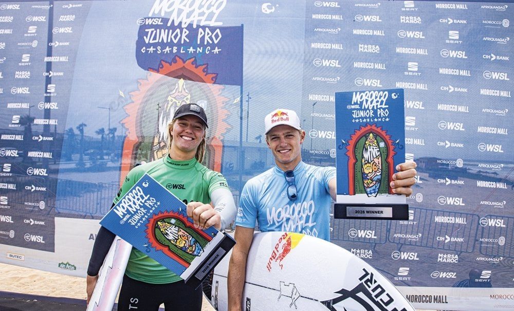Lukas Skinner et Sol Borelli remportent le Morocco Mall Junior Pro de surf à Aïn Diab