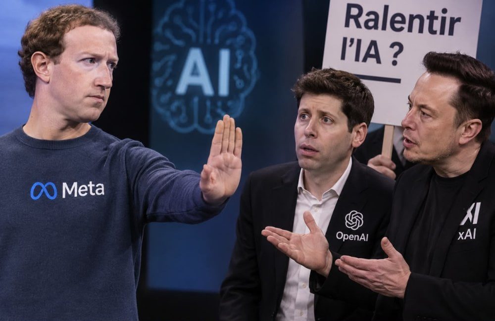 Mark Zuckerberg rejette tout ralentissement coordonné de l&rsquo;IA, s&rsquo;opposant à Elon Musk et Sam Altman